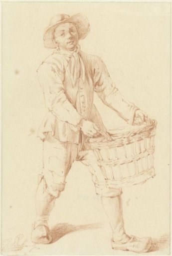 Boy in clogs with a basket