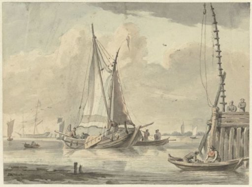 Sailing Ships on the River near Dordrecht