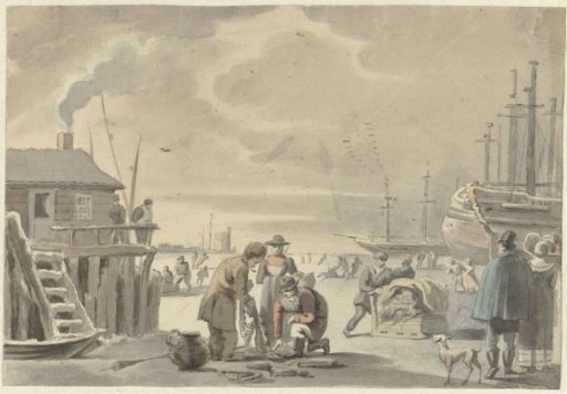 View of the Frozen Merwede near Moerdijk