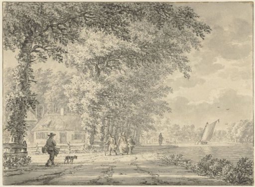 Landscape with a road along a canal