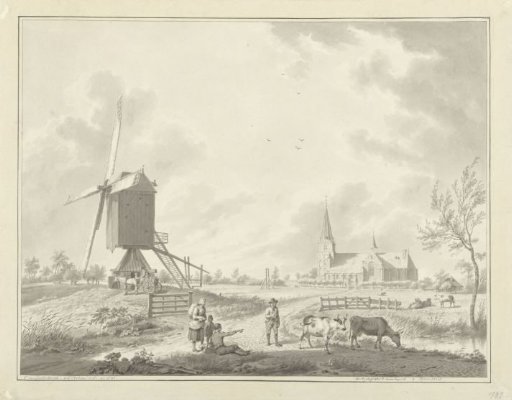 View over the Moolepad to the church of Raamsdonk