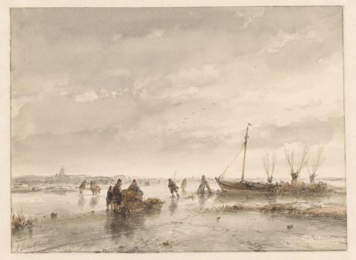 Winter landscape with frozen lake