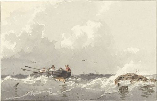Rowing boat at sea