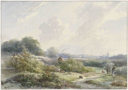 Landscape with farmhouse and cattle
