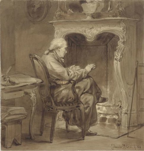 Old Man Warming Himself by the Hearth