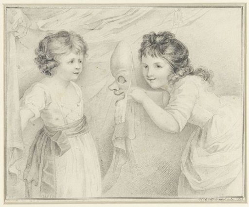 Two girls with a mask