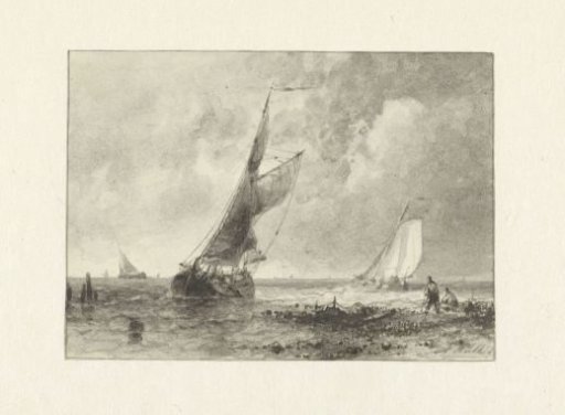 Several sailing ships off the coast