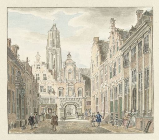 Nieuwstraat in Utrecht with a view of the Dom Tower