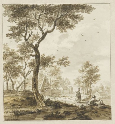 Landscape with figures and an angler on the right