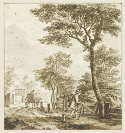 Landscape with figures and a horse and cart