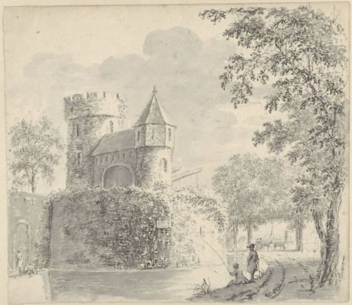 City gate and a fisherman