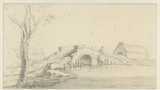 Landscape with a ruined stone bridge