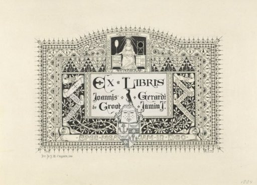 Design for the ex libris of Joannes Gerardus de Groot Jamin jr.