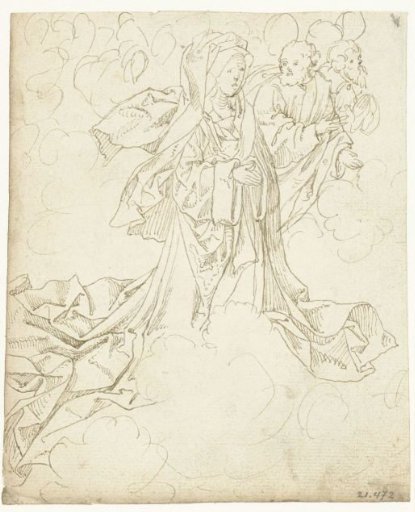 Mary with two saints among the clouds