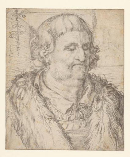 Study of the head of a man in the style of Dürer