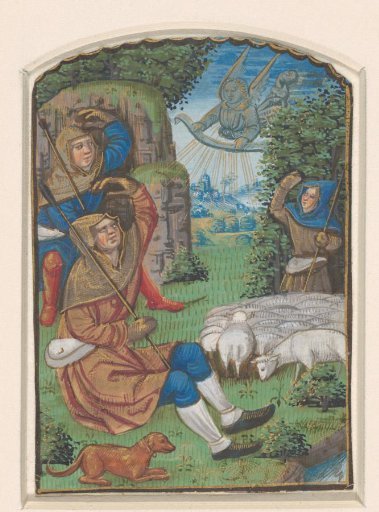 Miniature from a Book of Hours: The Annunciation to the Shepherds