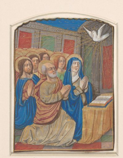 Miniature from a Book of Hours: Mary with Child, on a throne