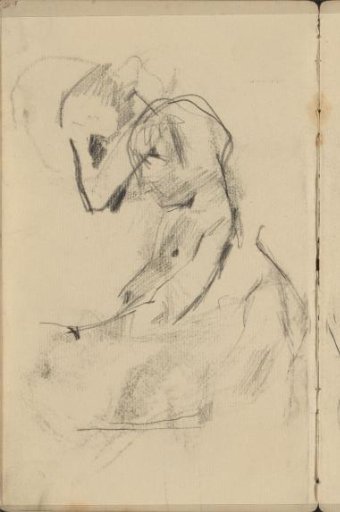 Seated figure and an animal's head