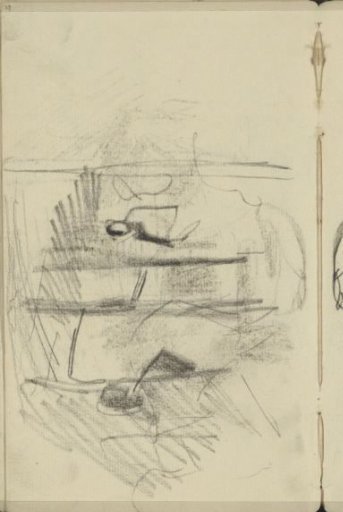 Figures, possibly in or in front of a building
