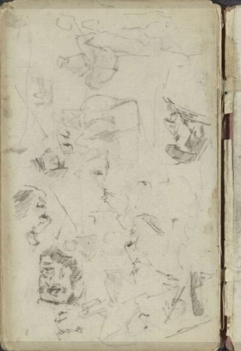 Study sheet with male heads and riders