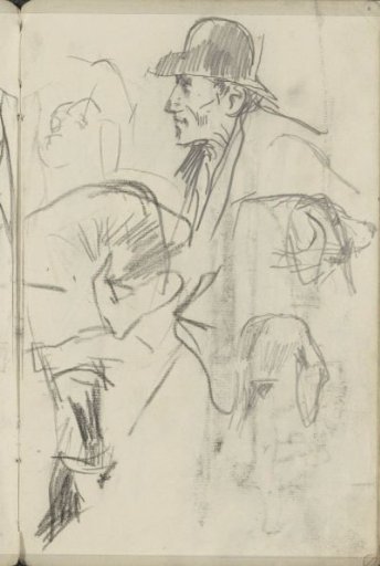 Study sheet with heads and dog heads