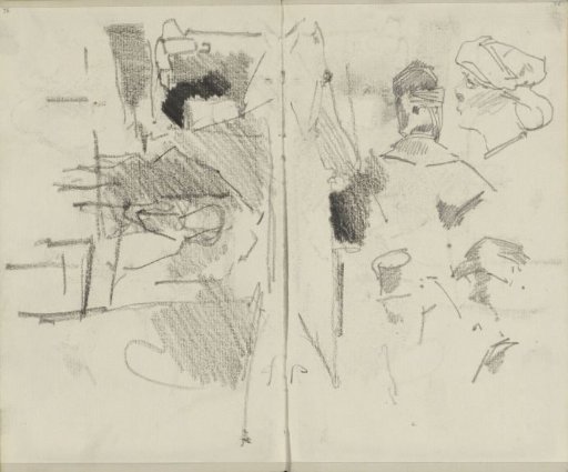 Figure studies and a market stall