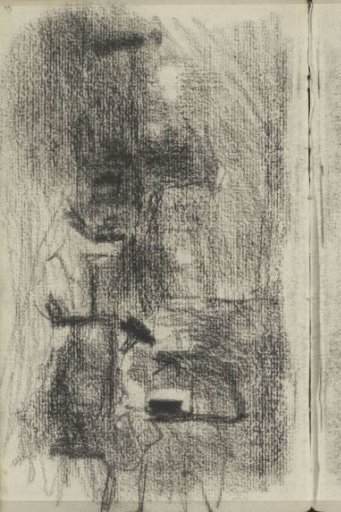 Two figures in an interior, possibly a classroom