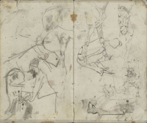 Study sheet with horses and figures