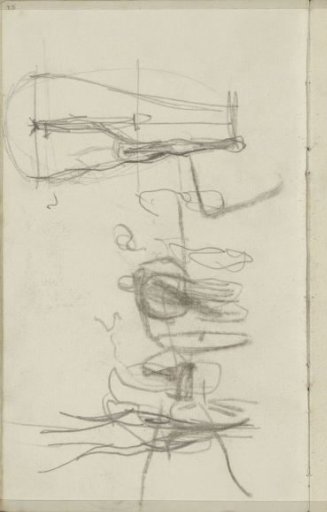 Horse study and a figure next to a horse cart