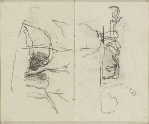 Figure study and a city view with a figure