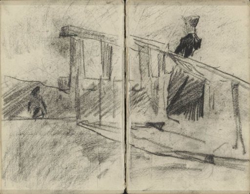 Woman, possibly on a bridge