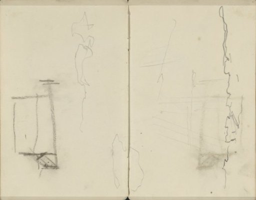 Architectural study and a landscape with a cloudy sky