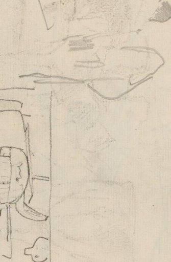 Figures at a table and a rider