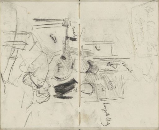 Man and a woman on a bench, possibly in an establishment