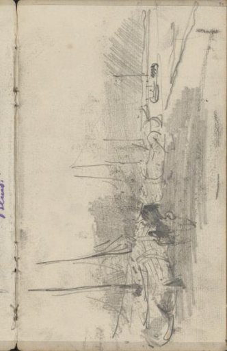 Figures near moored ships