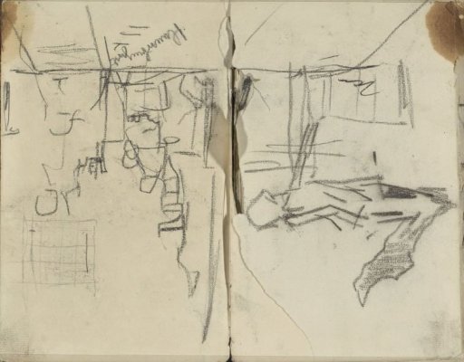 View of a Street near the Blauwbrug in Amsterdam and Figure Studies