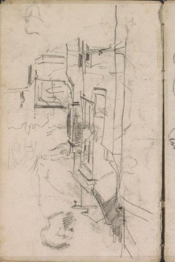 City view and a man, in profile