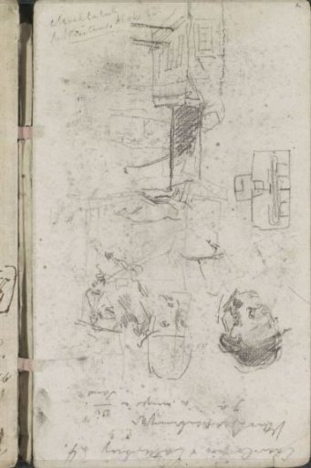 Architectural studies and men's heads