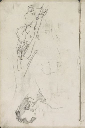 Leaning man and a man's head