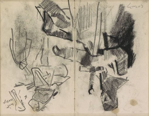 Figure studies, including a man in historical knight's costume
