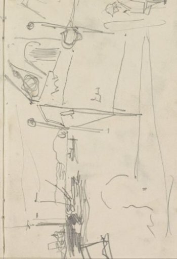 Figure by a Moored Ship, Possibly in a Harbor