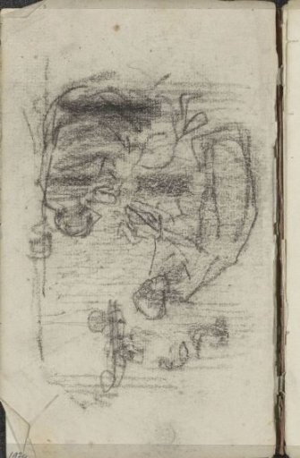 Woman before a seated figure