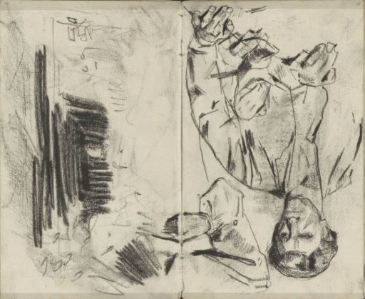 Studies of a man and possibly a landscape