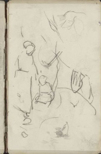 Horse's head and a woman with a child