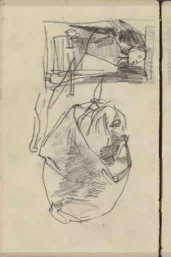 Figure study and a head of an old woman with a cap
