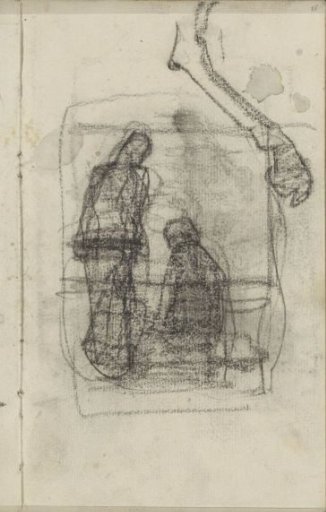 Two women and a horse's leg