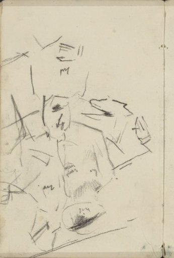 Figures, possibly in an open carriage