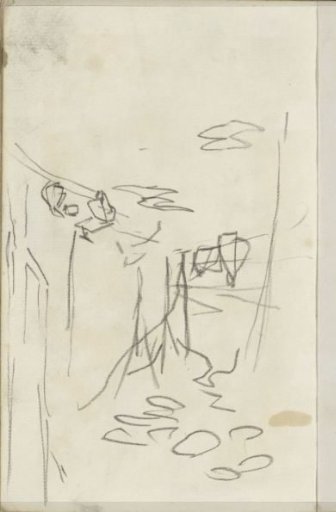 Figures in a street with trees
