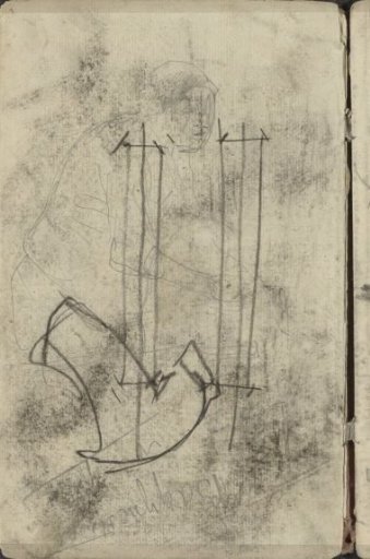 Study sheet, including a figure leaning forward