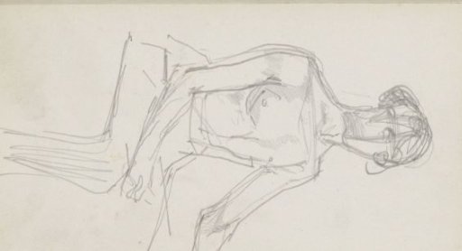 Seated woman with bare upper body